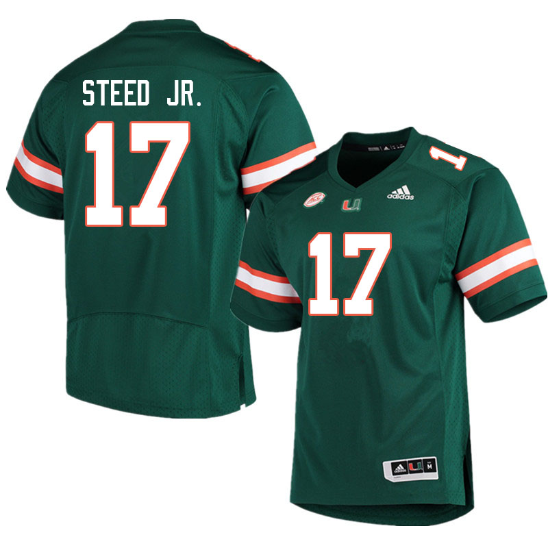 Men #17 Waynmon Steed Jr. Miami Hurricanes College Football Jerseys Sale-Green - Click Image to Close